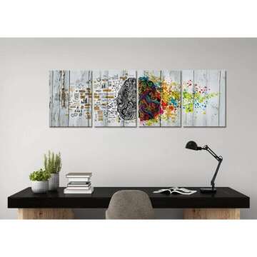 Retro Brain Art Canvas Prints - 4 Piece Set Ready to Hang