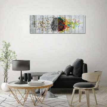 Retro Brain Art Canvas Prints - 4 Piece Set Ready to Hang