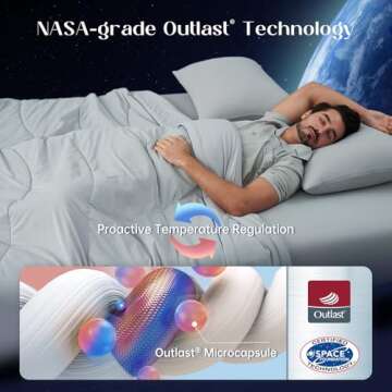 Dream Valley® Outlast® Cooling Comforter, All Season Full/Queen NASA-Grade Technology Cooling Blanket for Hot Sleepers Night Sweats, Q-Max > 0.45 Aerocool™ Breathable, Cool Grey, 90"x90"