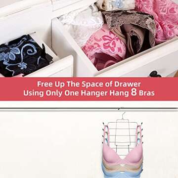 Bra Hanger, 4 Pack Tank Top Organizer for Closet, Comes with 2 Multifunctional Hook, Maintain Shape, Niclogi Hanging Sport Bra Camisole Storage Holder, Metal Space Saving Hanger, Silver