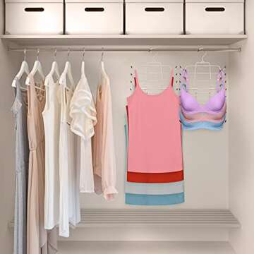 Bra Hanger, 4 Pack Tank Top Organizer for Closet, Comes with 2 Multifunctional Hook, Maintain Shape, Niclogi Hanging Sport Bra Camisole Storage Holder, Metal Space Saving Hanger, Silver