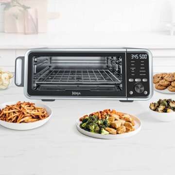 Ninja FT205CO Digital Air Fry Pro Countertop 10-in-1 Oven w/Extended Height, XL Capacity, Flip Up & Away Storage, with Air Fry Basket, Sheet Pan, Broil Rack, Wire Rack & Crumb Tray, Silver (Renewed)