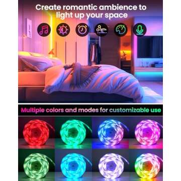 Pak LED Lights for Bedroom 16.4ft, Smart RGB+IC LED Strip Lights with App/Remote Control, Music Sync Color Changing Flexible LED Lights with 64 Scene Modes for Party, Home, Christmas, Halloween Decor