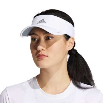 adidas Women's Superlite Sport Performance Visor for Sun Protection and Outdoor Activities, White/Silver Reflective/2.0, One Size