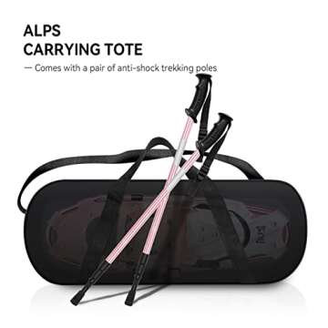 ALPS 14/17/21/25/30 Inch Lightweight Snowshoes for Women Men Youth Kids, Light Weight Aluminum Alloy Terrain Snow Shoes with Pair Antishock Trekking Poles, Free Carrying Tote Bag (Peach, 14'')…