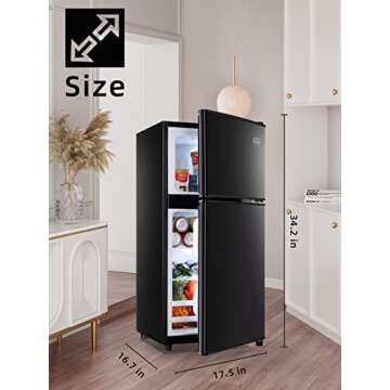 KRIB BLING Compact Refrigerators with Freezer on Top, Mini Fridge 7- Level Adjustable Thermostat, Small Refrigerator for Apartment, Office, Camping, Black, FLS