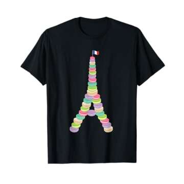 Macaron Eiffel Tower French T Shirt | Macaroon Paris T-Shirt