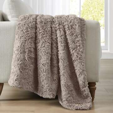 UGG 10484 Adalee Soft Faux Fur Reversible Accent Oversized Throw Blanket Fluffy Fuzzy Luxury Cozy Hotel Style Luxurious Soft Boho Home Decor Blankets for Bed and Living Room, 70 x 50-Inch, Oyster