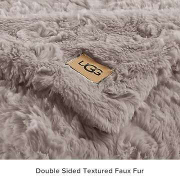 UGG 10484 Adalee Soft Faux Fur Reversible Accent Oversized Throw Blanket Fluffy Fuzzy Luxury Cozy Hotel Style Luxurious Soft Boho Home Decor Blankets for Bed and Living Room, 70 x 50-Inch, Oyster