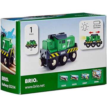 BRIO World 33214 - Freight Battery Engine - Engaging Wooden Toy Train Set for Kids Age 3 and Up | Battery Powered | Interactive Play | Ideal