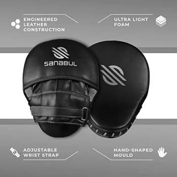 Sanabul Essential Curved Punching Mitts for Boxing, MMA Muay Thai Boxing Pads for Training, Punch Focus Mitts, Hand Pads Sparring Gear, Strike Shield, Metallic Silver