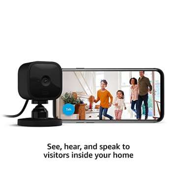 Blink Mini - Compact indoor plug-in smart security camera, 1080p HD video, night vision, motion detection, two-way audio, easy set up, Works with Alexa – 3 cameras (Black)