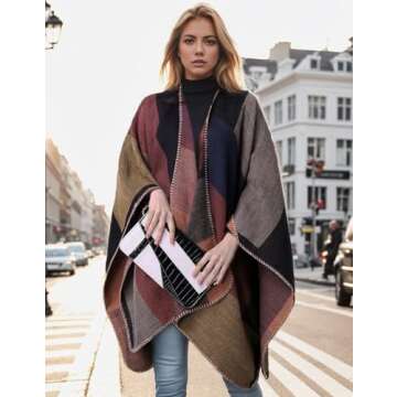 PAMEILA Women's Oversized Plaid Shawl for Travel