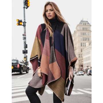 PAMEILA Women's Oversized Plaid Shawl for Travel