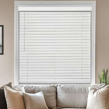 CHICOLOGY Faux Wood Blinds , Window Blinds , Wood Blinds , Window Shades , Window Treatments , Blinds & Shades , Window Shades for Home , Wooden Blinds , Basic White, 30"W X 60"H