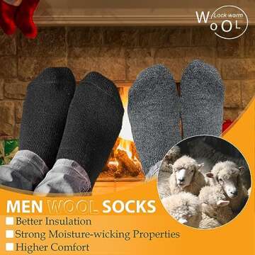 VoJoPi Wool Socks Mens Thick 5 Pairs Thermal Warm Winter Socks for Men Super Soft Cozy Boot Socks for Cold Weather