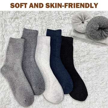 VoJoPi Wool Socks Mens Thick 5 Pairs Thermal Warm Winter Socks for Men Super Soft Cozy Boot Socks for Cold Weather