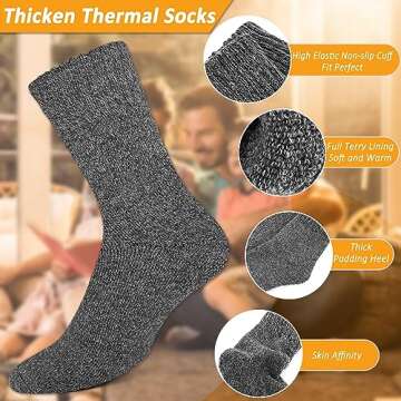 VoJoPi Wool Socks Mens Thick 5 Pairs Thermal Warm Winter Socks for Men Super Soft Cozy Boot Socks for Cold Weather