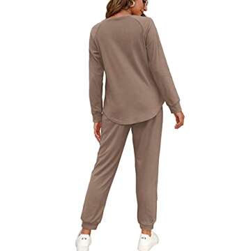 Stylish WIHOLL Women's Sweat Suits with Pockets - Khaki