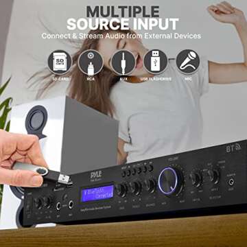 Pyle 5 Channel Bluetooth Rack Mount Receiver