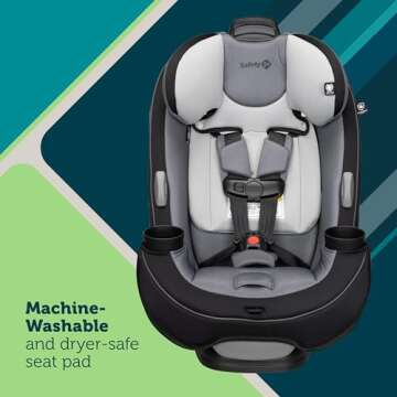 Safety 1st Grow and Go All-in-One Convertible Car Seat, Rear Facing Car Seat 5-40 lbs, Forward Facing Car 30–65 lbs, High Back Booster Seat 40-100 lbs, Aqua Pop