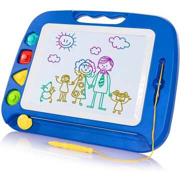 SGILE Large Magnetic Drawing Board - 4 Colors & 4 Stamps for Kids