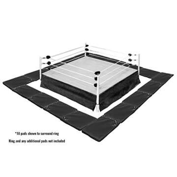 Set of 10 Black Wrestling Ring Floor Mats for Wrestling Action Figures