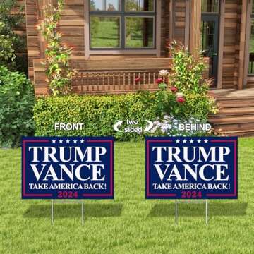 Trump Vance Yard Sign for 2024 Election Support