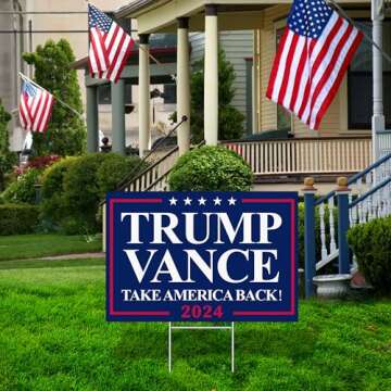 Trump Vance Yard Sign for 2024 Election Support