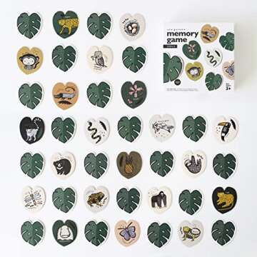 Wee Gallery Memory Game - Jungle Animals and Plants - Brain Building Matching Activity - Animal Recognition, Motor Skills, Creative Play, and Problem Solving for Children