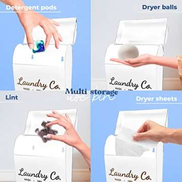 Magnetic Lint Bin Trash Can Farmhouse Decor Home Laundry Room Organization Storage Pods Holder Dryer Sheets Vent Cleaner Laundry Room Decor Wall Mounted Washing Machine