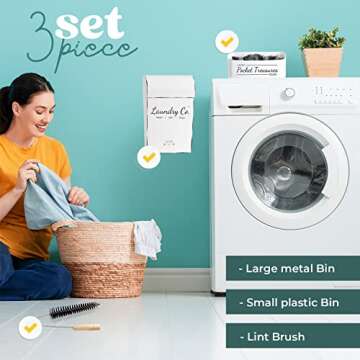 Magnetic Lint Bin Trash Can Farmhouse Decor Home Laundry Room Organization Storage Pods Holder Dryer Sheets Vent Cleaner Laundry Room Decor Wall Mounted Washing Machine