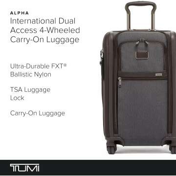 TUMI International Dual Access 4-Wheeled Carry-on - Durable, Compact Luggage with Removable Garment Bag - Charging Suitcase