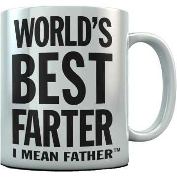 World's Best Farter I Mean Father Coffee Mug Funny Dad Mug Fathers Day Mugs Gifts from Kids Son Dads Coffee Cup 15 Ounce White