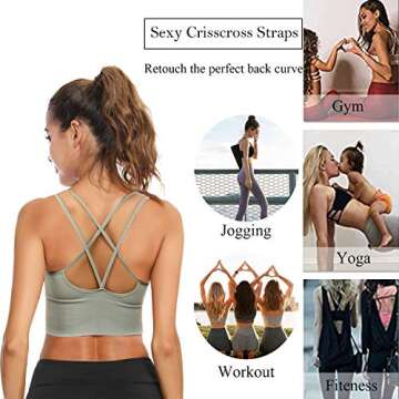 Enjoyoself 3 Pack Womens Strappy Sports Bra for Yoga Running Athletic Gym Workout Fitness Tank Tops