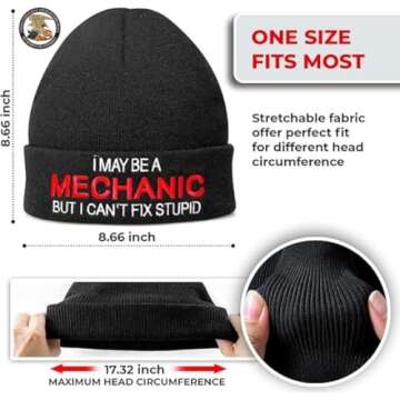 Funny Mechanic Hats - Hilarious Cuffed Beanie Gifts for Men