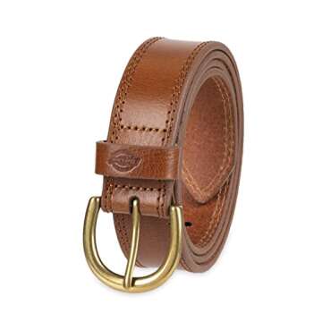 Dickies Women's Casual Double Stitch Belt in Cognac - Medium Size