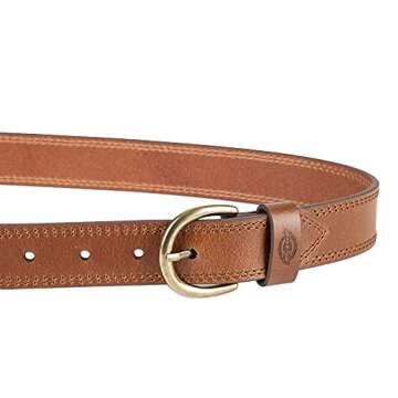 Casual Double Stitch Belt for Women - Cognac Medium