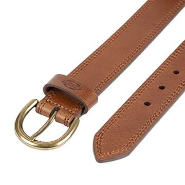 Casual Double Stitch Belt for Women - Cognac Medium