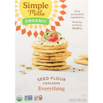 Simple Mills Organic Seed Crackers, Everything - Gluten Free, Vegan, Healthy Snacks, Paleo Friendly, 4.25 Ounce (Pack of 1)