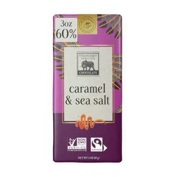 Endangered Species, Dark Chocolate Sea Salt Caramel Bar, 3 oz