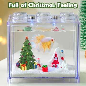 POPETPOP Christmas Aquarium Decoration Christmas Tree Resin Fish Tank Decoration Micro Landscape Ornaments for Holiday Aquarium Supplies Table Decor