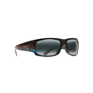 Maui Jim Men's and Women's World Cup Polarized Wrap Sunglasses, Marlin/Neutral Grey, Large