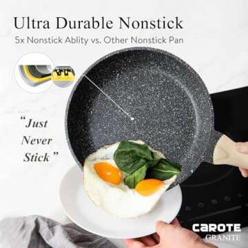 Nonstick Granite Cookware Set - CAROTE 8-Piece