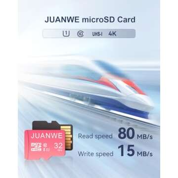 JUANWE 10 Pack 32GB Micro SD Card Memory Card 32GB U1 A1 TF Card 32GB SD Card Micro SDHC High-Speed Card for Dash Cam, Security Camera, Pink