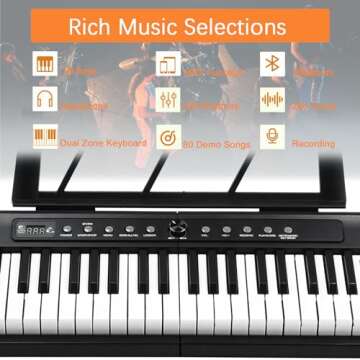 88 Key Digital Piano Beginner Electric Keyboard, with Semi-Weighted Velocity-Sensitive Keys Dual 20W Speakers Bundle include Sustain Pedal, Carrying Bag, Piano Stand, Earphone