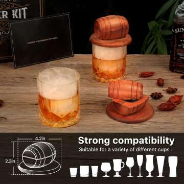 Whiskey Smoker Kit with Torch - 6 Flavors Wood Chips, 2 Glasses, 2 Ice Ball Molds - Cocktail Smoker Infuser Kit, Old Fashioned Drink Smoker Kit, Birthday Bourbon Whiskey Gifts for Men,Dad(NO Butane)