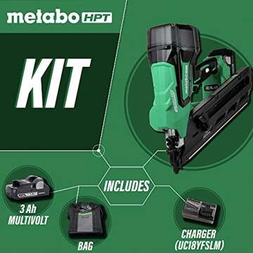 Metabo HPT 18V MultiVolt™ Cordless Framing Nailer Kit | Accepts 2-Inch up to 3-1/2-Inch Clipped & Offset Round Paper Strip Nails | 30 Degree Magazine | NR1890DCS