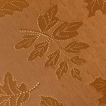 Benson Mills Harvest Legacy Damask Fabric Table Cloth Fall, Harvest, and Thanksgiving Tablecloth (Amber-Bronze, 52" x 52" Square)