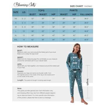 Blooming Jelly Womens Cute Pajama Sets Comfy Heart Printed Nightwear Drawstring Pockets Pjs 2024 (Medium, Blue)